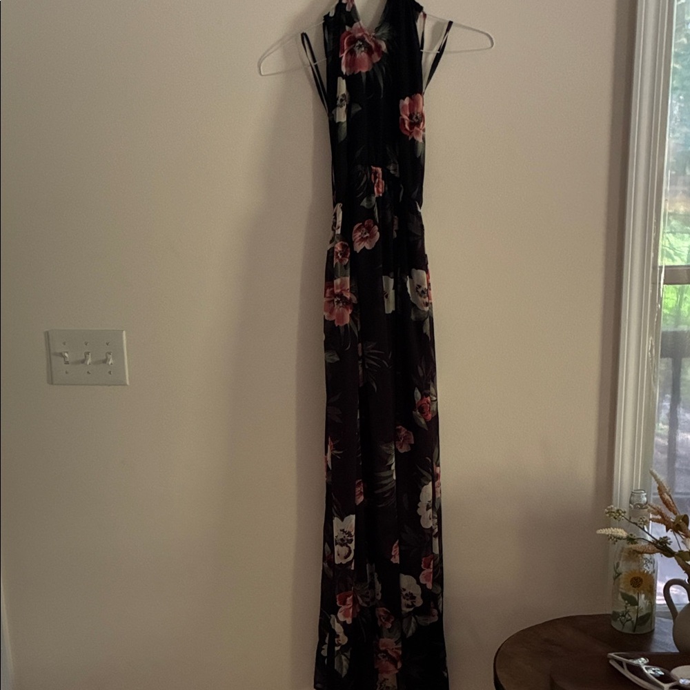 Hollister Black Floral Maxi Dress
